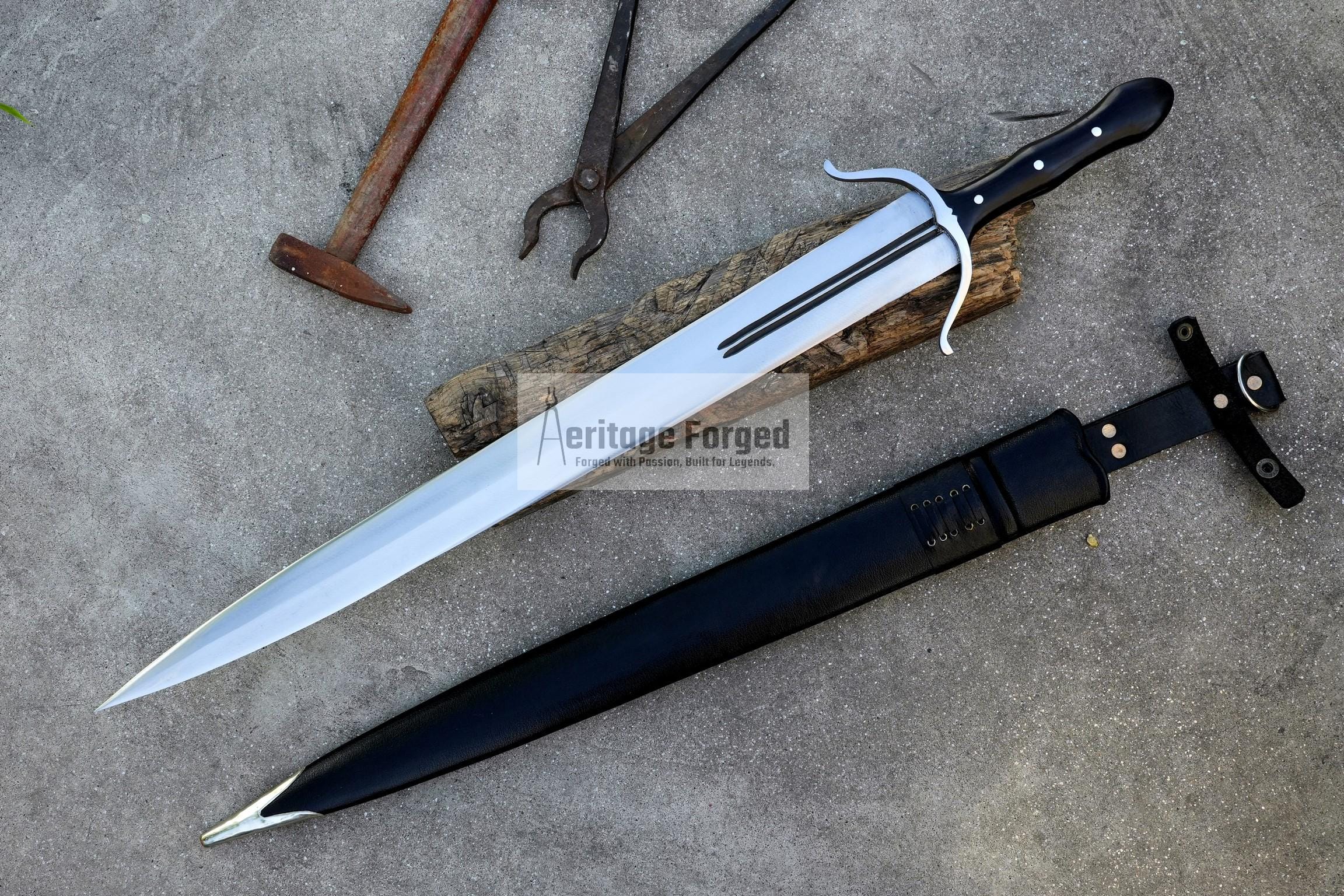 CUSTOM SWORD/ 26 inches Long Blade hand forged Sword/Leaf spring of truck/Rosewood Handle/Sharpen/Tempered/Ready to use/knife/knives