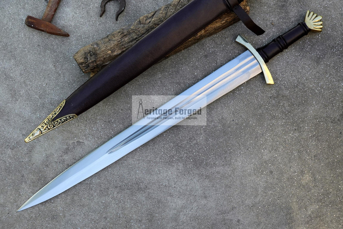 MEDIEVAL SWORD/ 26 inches Long Blade hand forged Sword/Leaf spring of truck/Rosewood Handle/Sharpen/Tempered/Ready to use/knife/knives