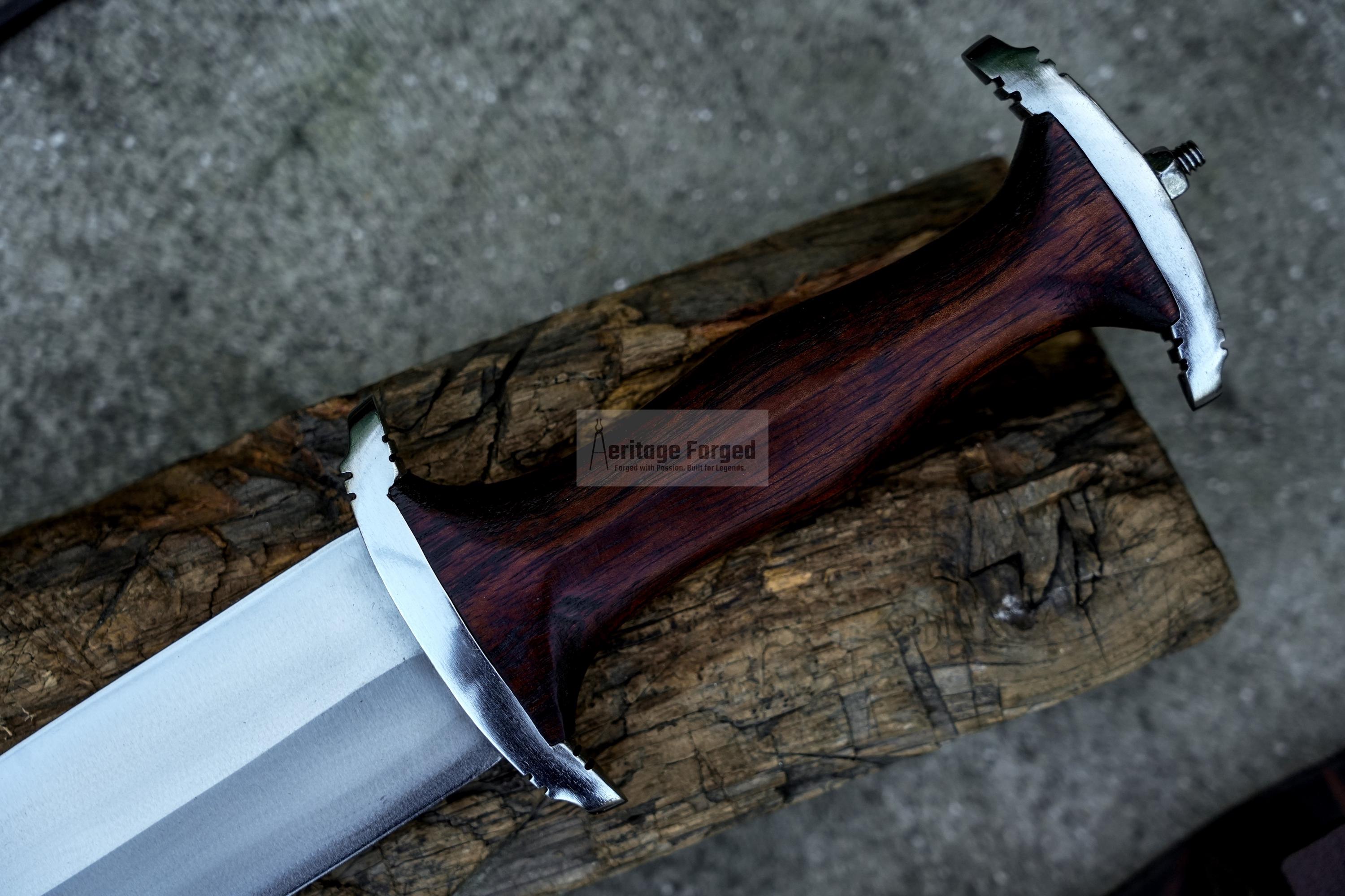 DEGEN DAGGER/12 inches Long Blade hand forged Dagger/Leaf spring of truck/Rosewood Handle/Sharpen/Tempered/Ready to use/knife/knives