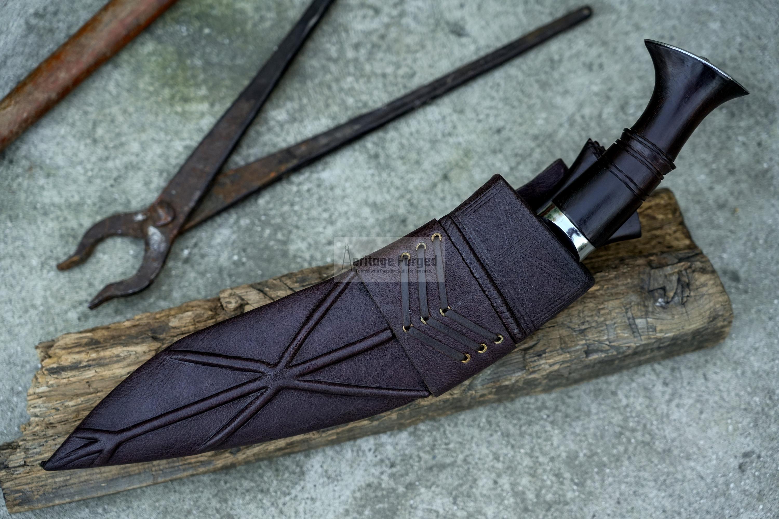 HISTORICAL KHUKURI / kukri Machete/ 12 inches Long Blade Heavy duties machete/ Full tang/ Leaf spring of truck/ Tempered/Sharpen/Working