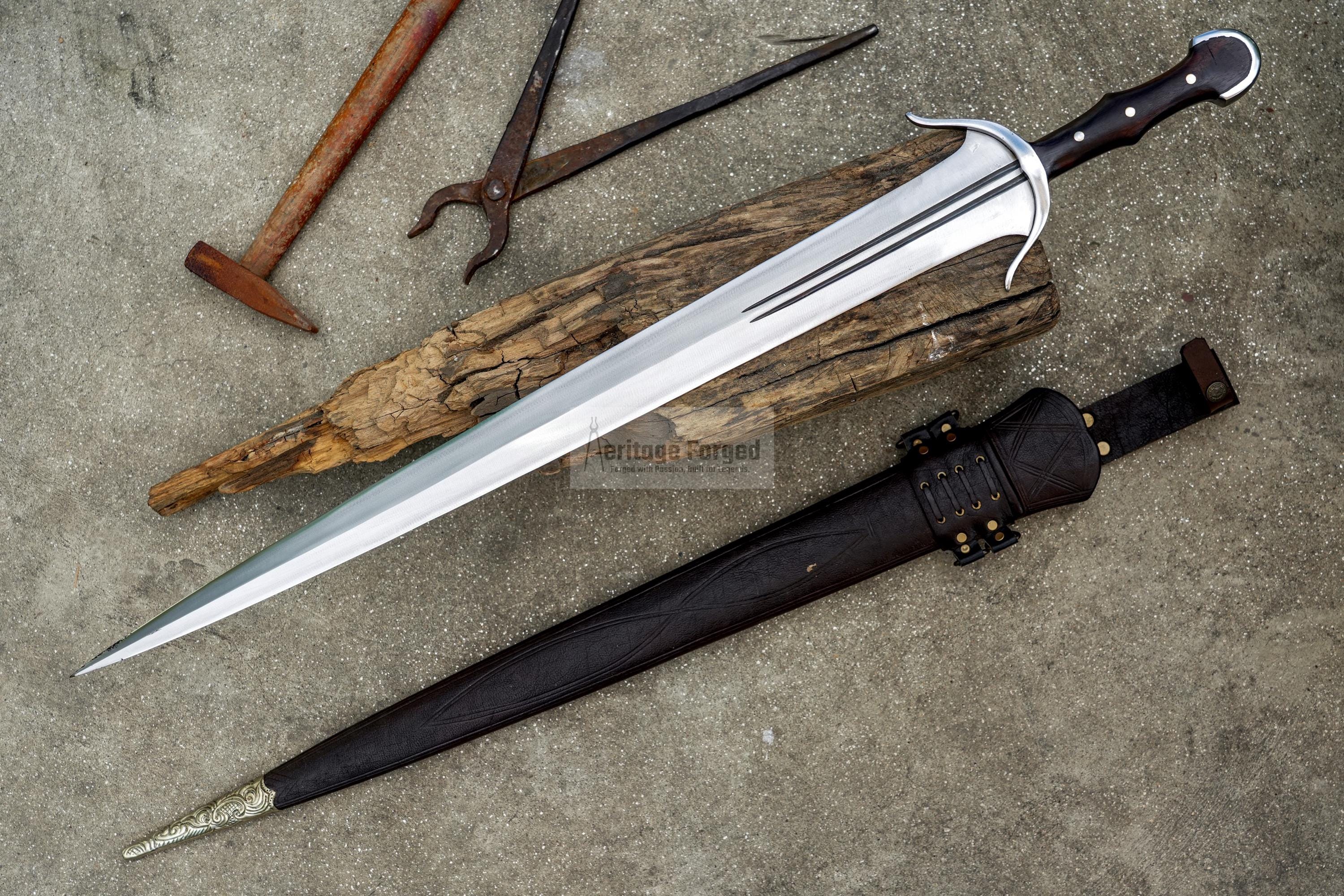 CUSTOM SWORD/27 inches Long Blade hand forged Sword/Leaf spring of truck/Rosewood Handle/Sharpen/Tempered/Ready to use/knife/knives