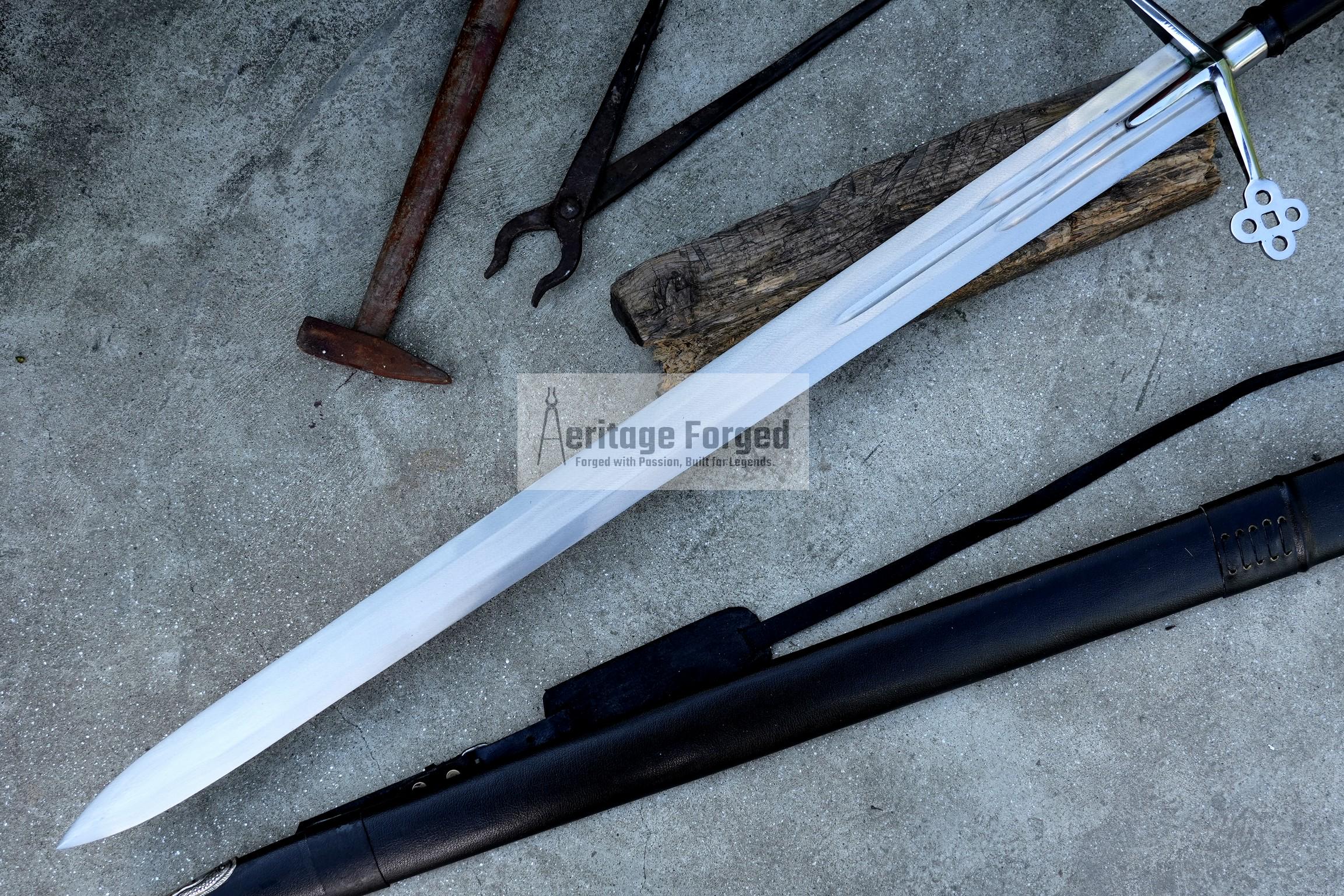 CLAYMORE SWORD /35 inches long Blade Hand Forged Sword/ large sword/Handmade from Leaf spring of Truck-Balance water tempered/Sharp