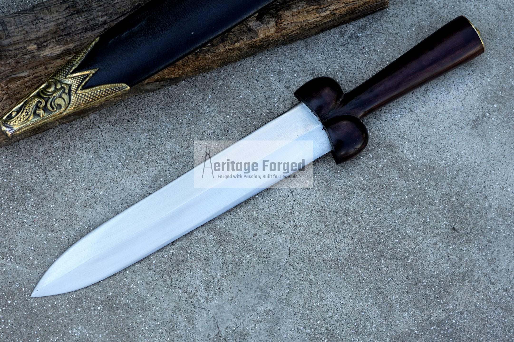 SCOTTISH DIRK/12 inches Long Blade Hand forged dirk knife /Leaf spring of truck/Rosewood Handle/Sharpen/Tempered/Ready to use/knife/knives