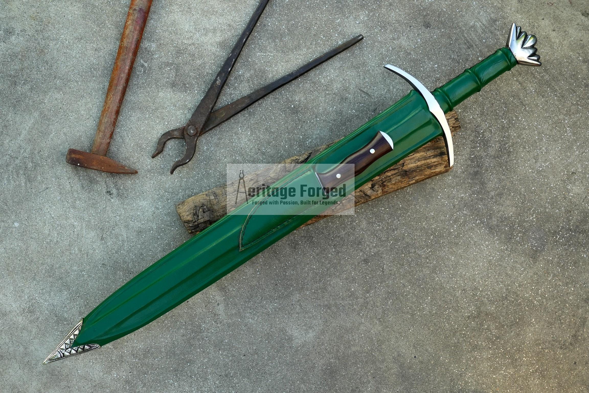 Knightâ€™s Healer Sword /25 inches Long Blade hand Made Sword/Leaf spring of truck/Rosewood Handle/Sharpen/Tempered/Sword