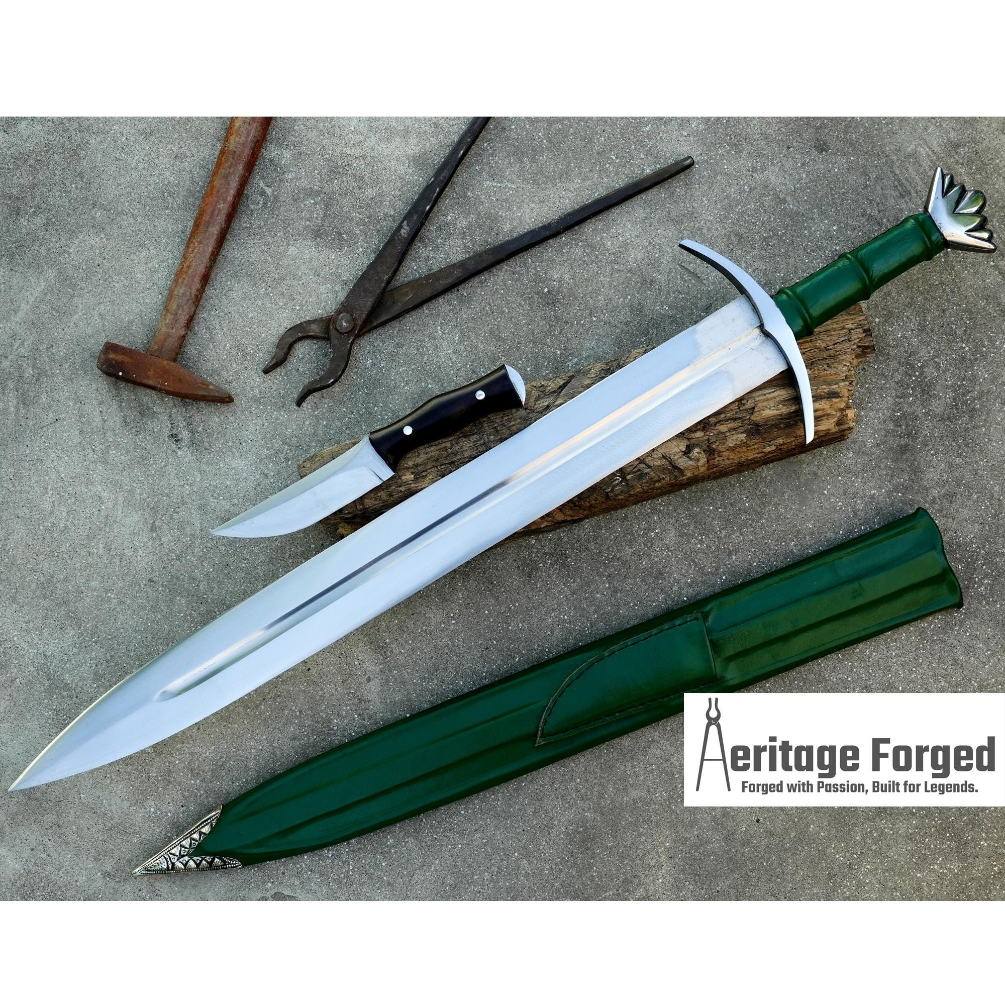 Knightâ€™s Healer Sword /25 inches Long Blade hand Made Sword/Leaf spring of truck/Rosewood Handle/Sharpen/Tempered/Sword