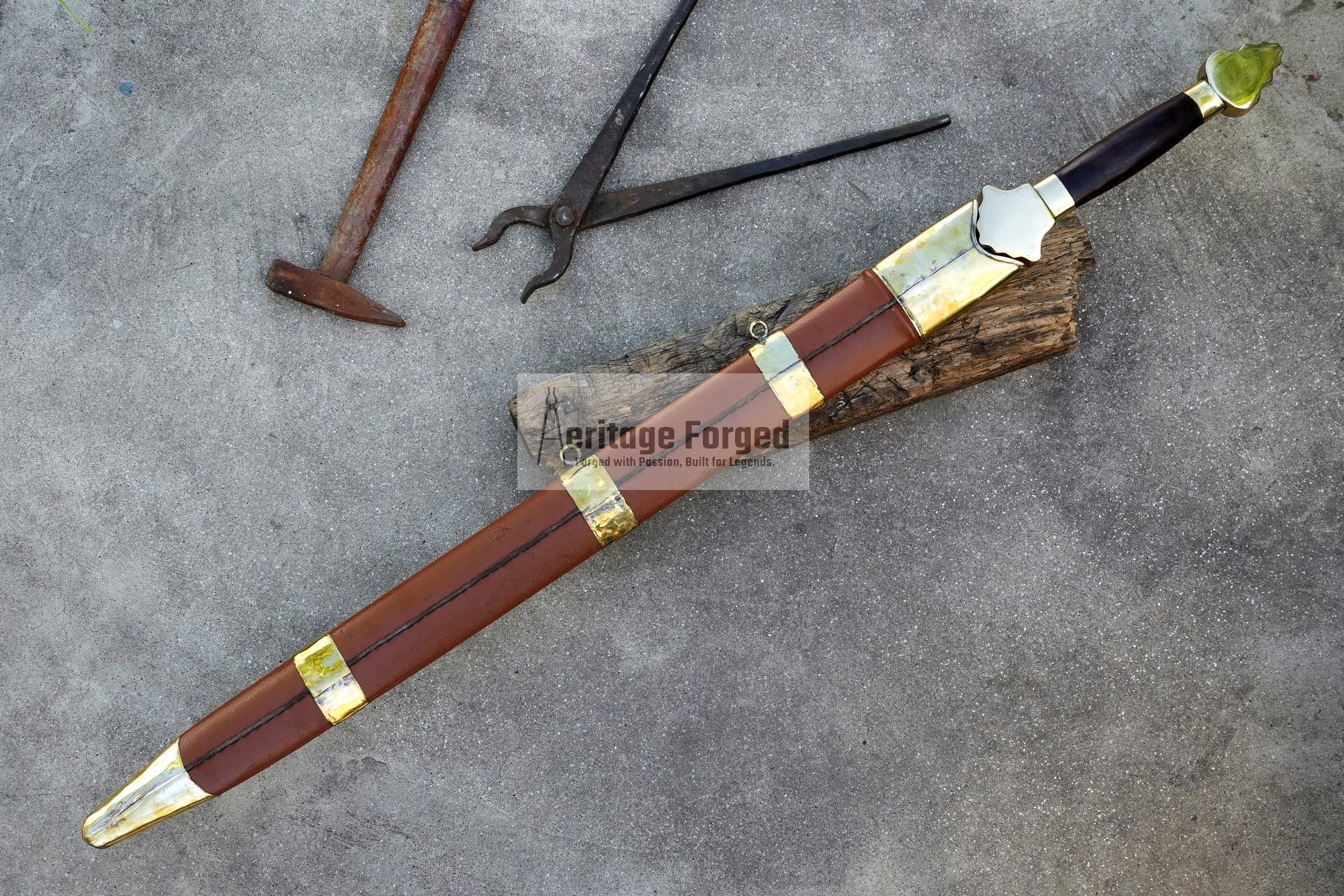 JIAN SWORD/28 inches Long Blade hand forged Sword/Leaf spring of truck/Rosewood Handle/Sharpen/Tempered/Ready to use/knife/knives