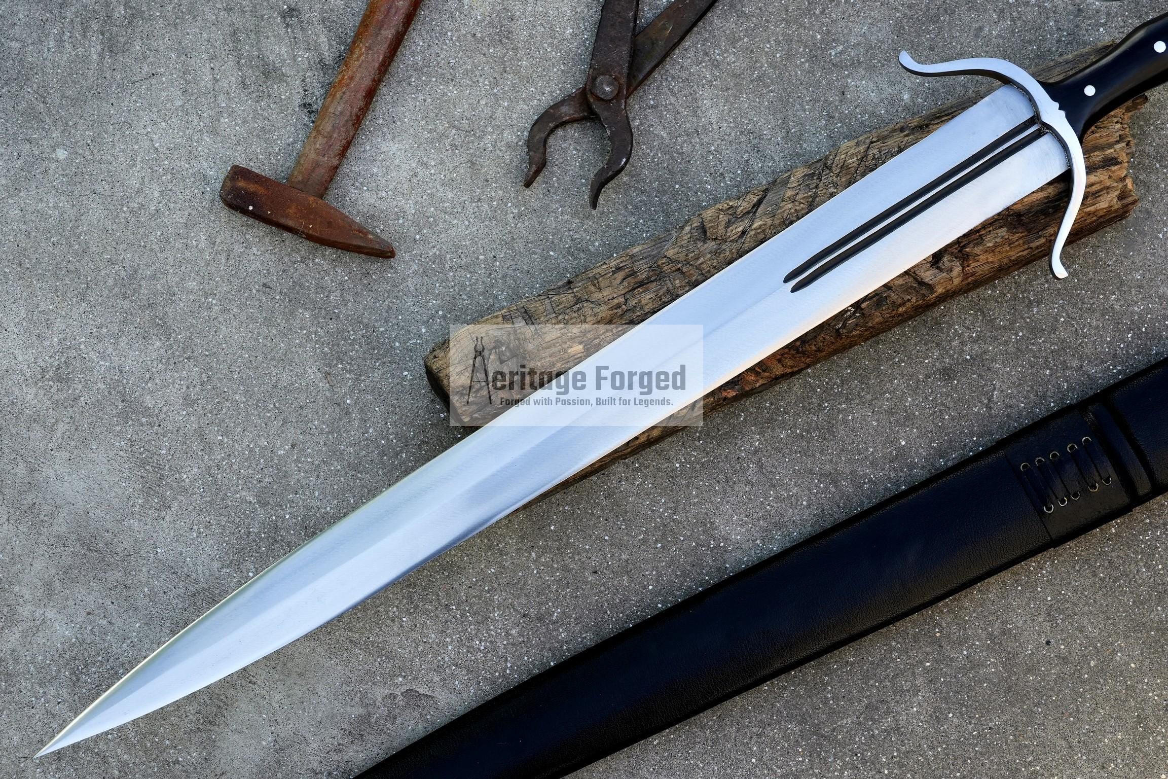 CUSTOM SWORD/ 26 inches Long Blade hand forged Sword/Leaf spring of truck/Rosewood Handle/Sharpen/Tempered/Ready to use/knife/knives