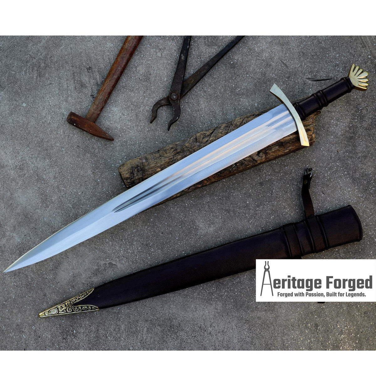 MEDIEVAL SWORD/ 26 inches Long Blade hand forged Sword/Leaf spring of truck/Rosewood Handle/Sharpen/Tempered/Ready to use/knife/knives