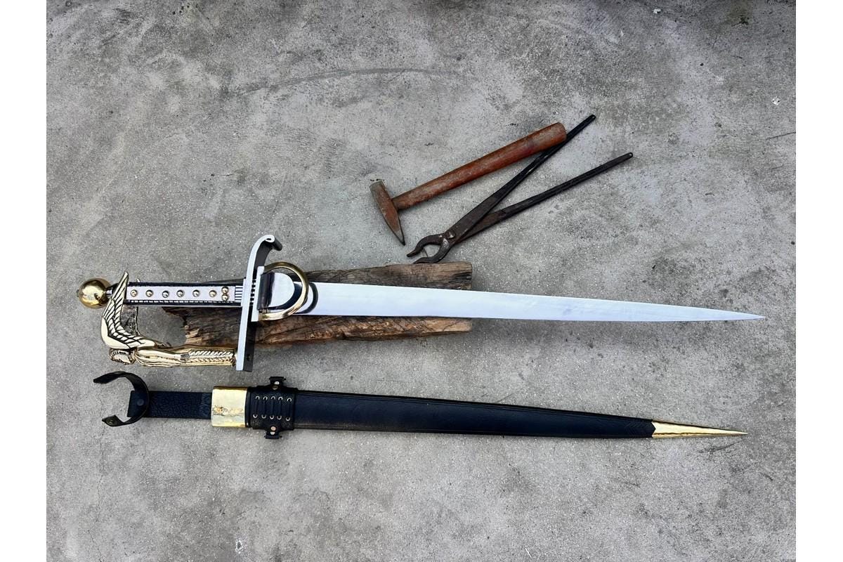 Art Deco sword of Marshal /26 inches Long Blade hand forged Sword/ Hand forged sword Tempered/Sharpen/Handmade/sword