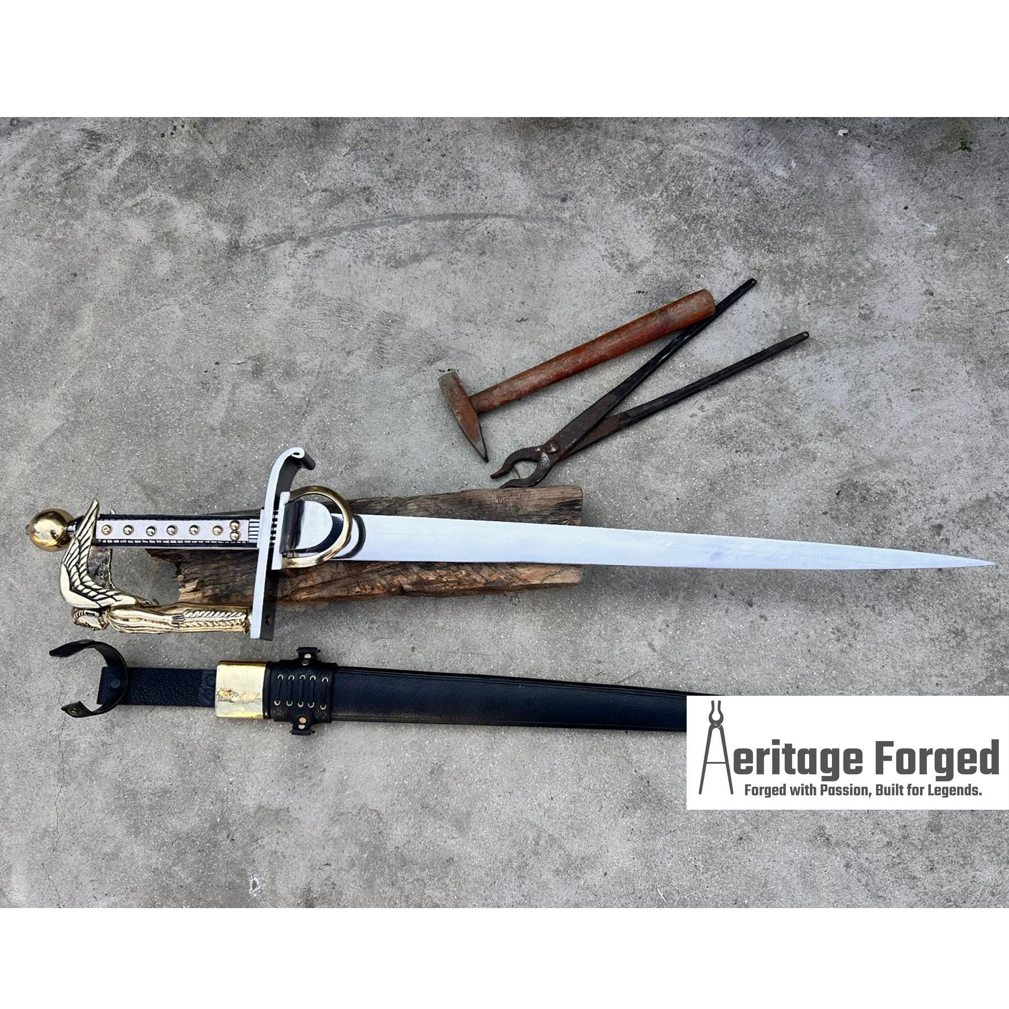 Art Deco sword of Marshal /26 inches Long Blade hand forged Sword/ Hand forged sword Tempered/Sharpen/Handmade/sword