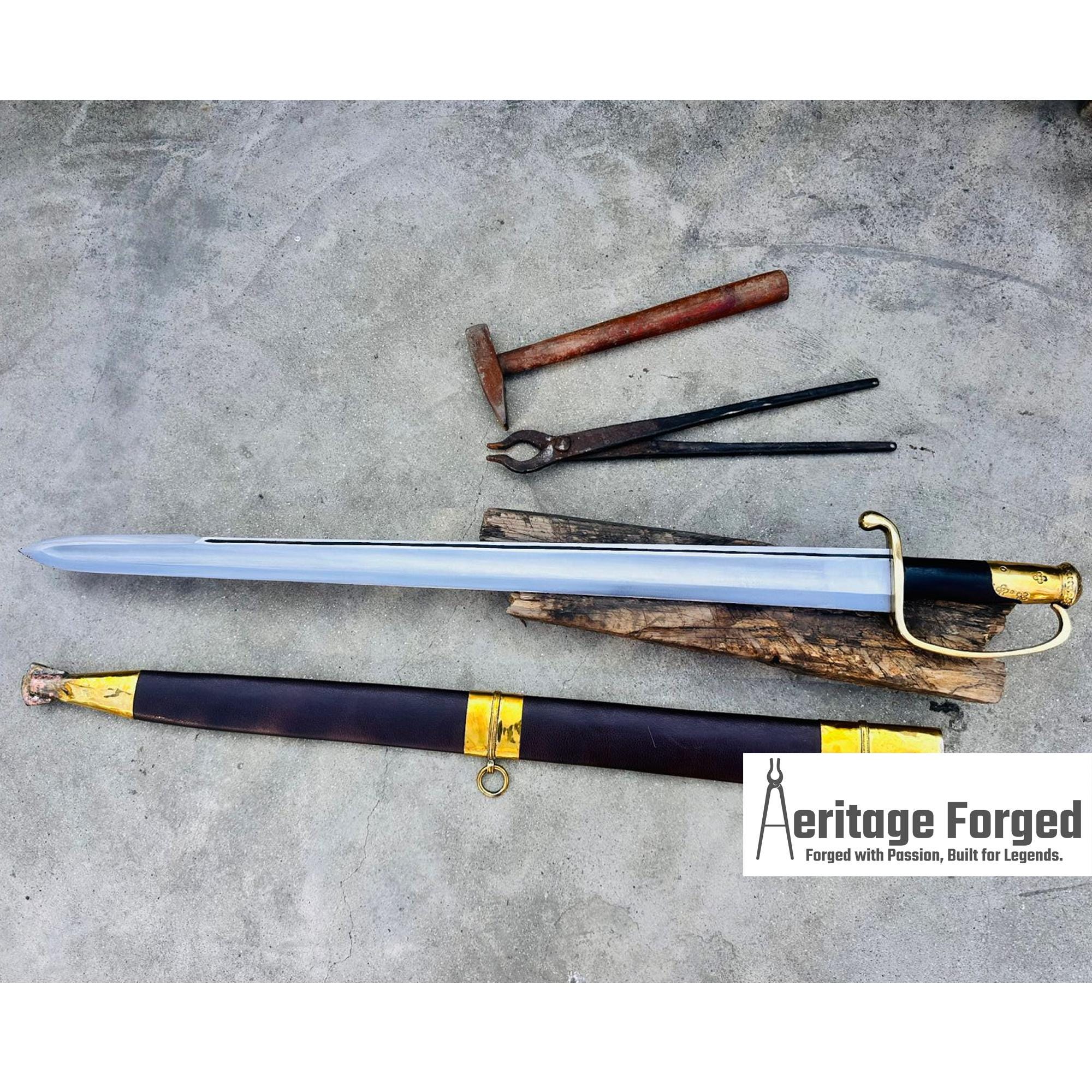 CUSTOM SABRE/30 inches Long Blade hand forged Sword/Leaf spring of truck/Rosewood Handle/Sharpen/Tempered/Ready to use/knife/knives
