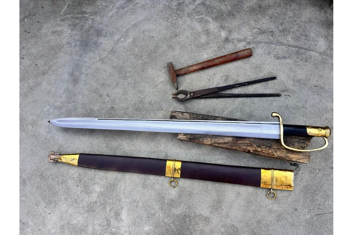 CUSTOM SABRE/30 inches Long Blade hand forged Sword/Leaf spring of truck/Rosewood Handle/Sharpen/Tempered/Ready to use/knife/knives